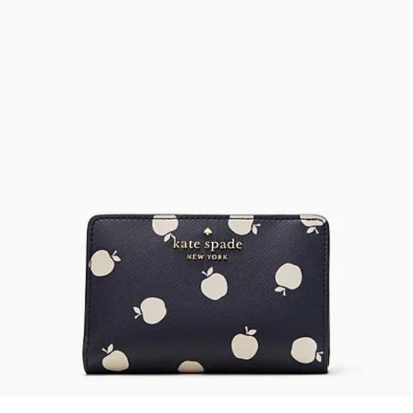 Kate Spade Staci Sm Satchel Orchard Toss Pr & Staci Lg White Apple Bifold Wallet - Picture 14 of 16